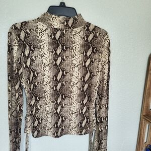 Rue21 Brown and Cream Snake Print Blouse